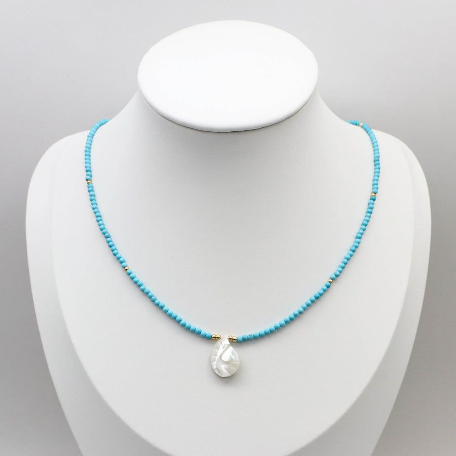 2mm Turquoise Necklace With Shell Pendant