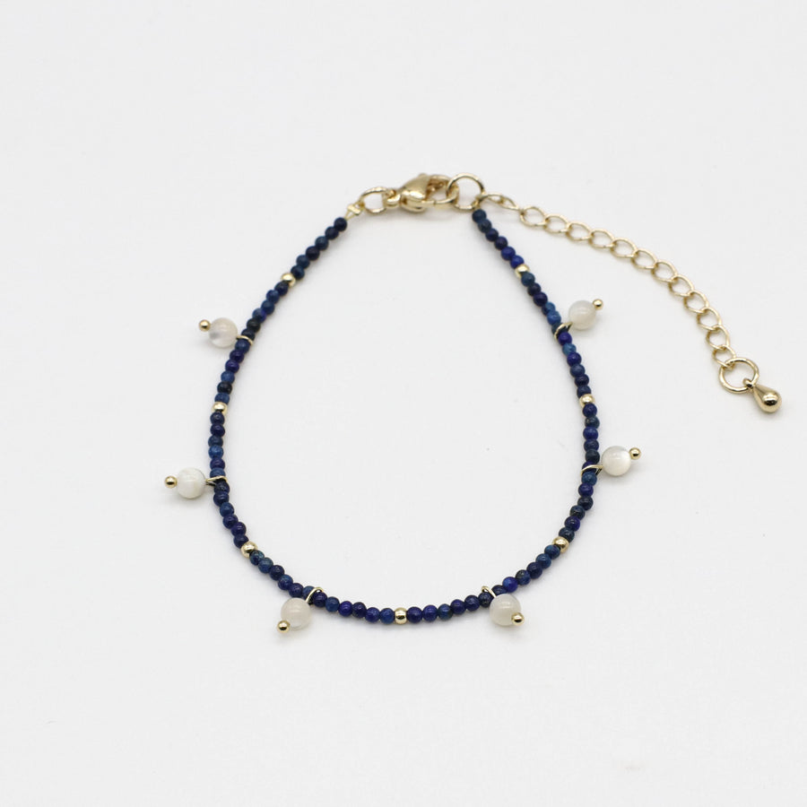 Nice 2mm Natural Lapis Elegant Style Necklace & Bracelet Set