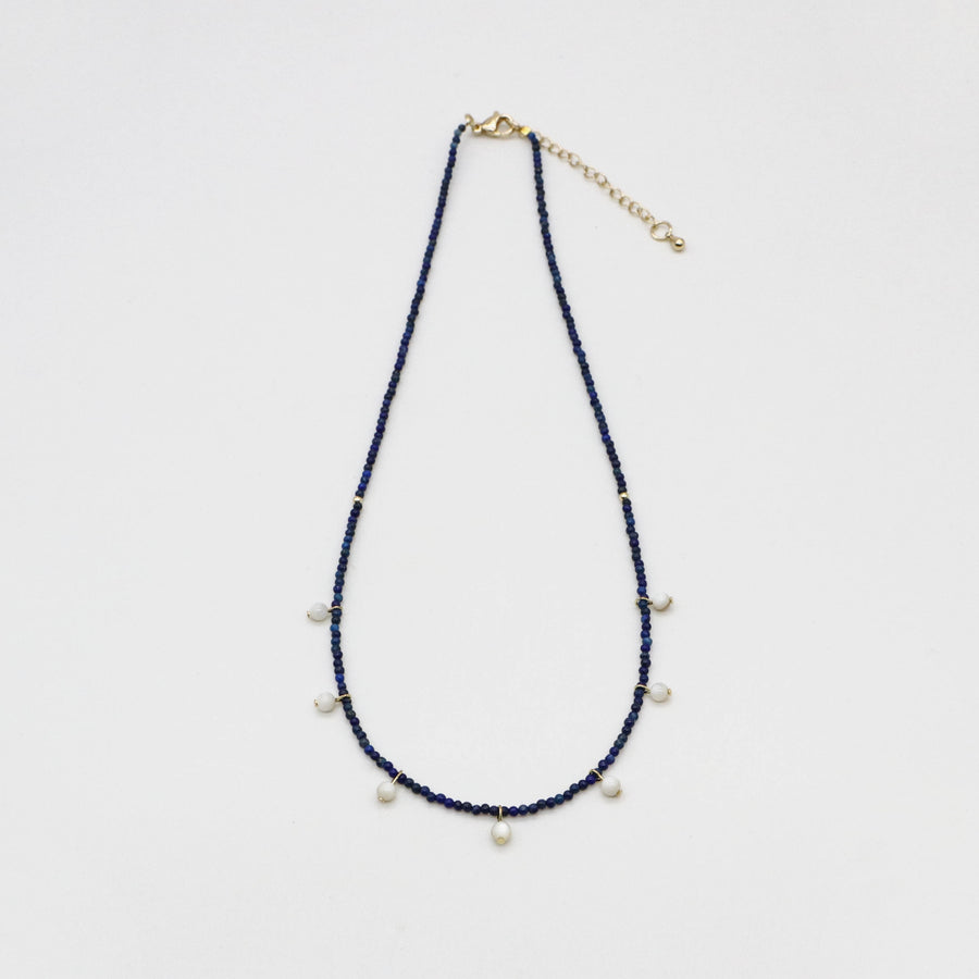 Nice 2mm Natural Lapis Elegant Style Necklace & Bracelet Set