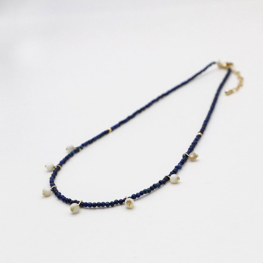 Nice 2mm Natural Lapis Elegant Style Necklace & Bracelet Set