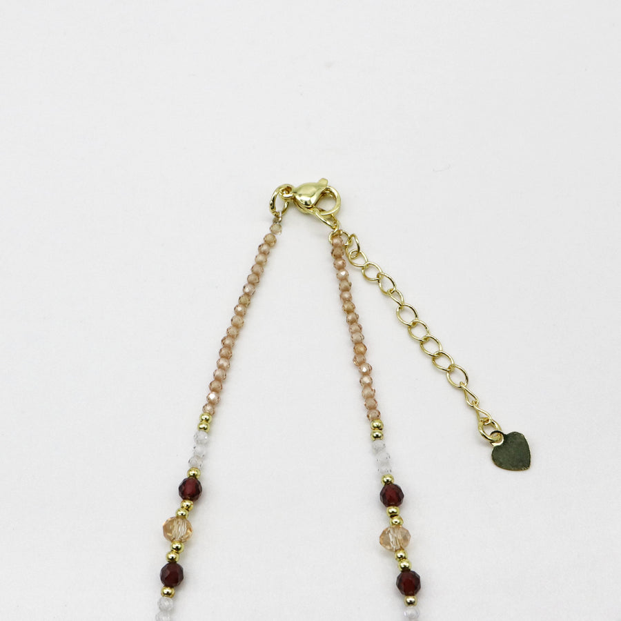 Nice 2mm Faceted Champagne Gold Zircon With Strawberry Pendant Necklace & Bracelet Set