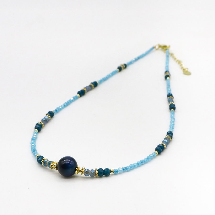Nice 2mm Faceted Blue Zircon Necklace Autumn Winter Style