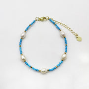 Fantastic Style 2mm Faceted Turquoise Pearls Necklace & Bracelet Set