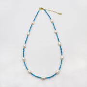 Fantastic Style 2mm Faceted Turquoise Pearls Necklace & Bracelet Set