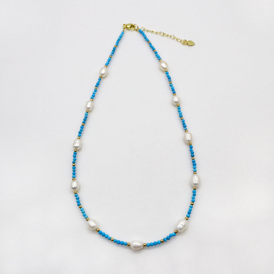 Fantastic Style 2mm Faceted Turquoise Pearls Necklace & Bracelet Set