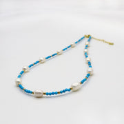 Fantastic Style 2mm Faceted Turquoise Pearls Necklace & Bracelet Set