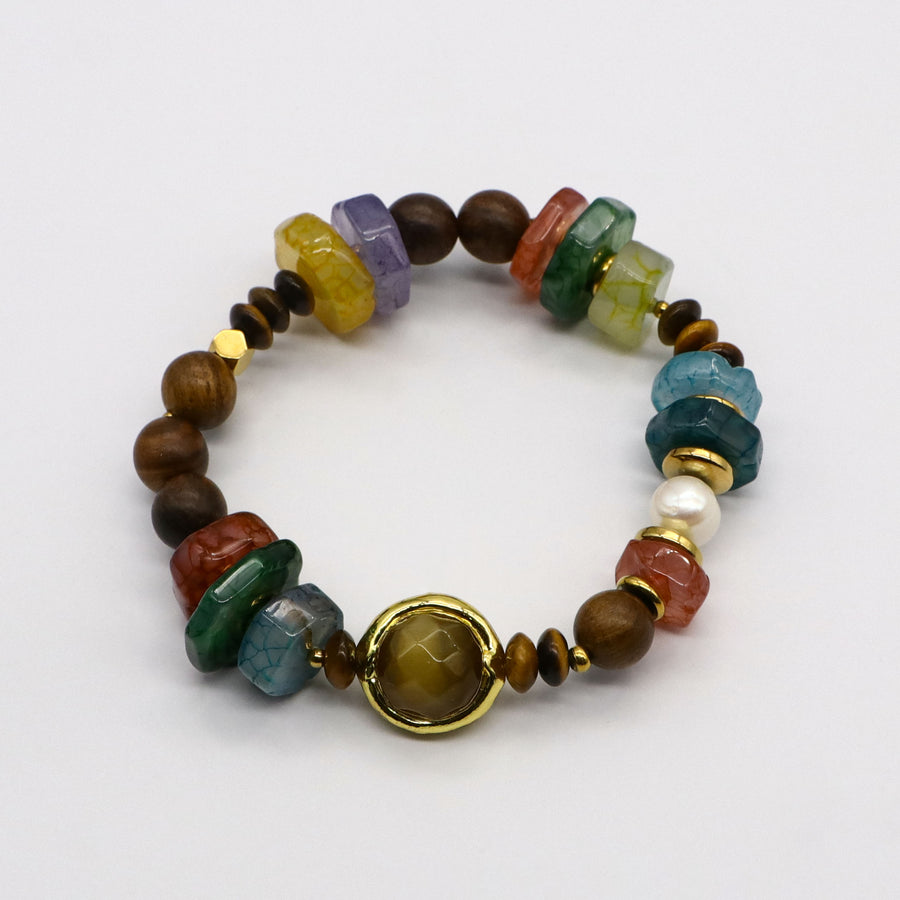 Occidental Style Agate With Pearl Necklace And Bracelet Set