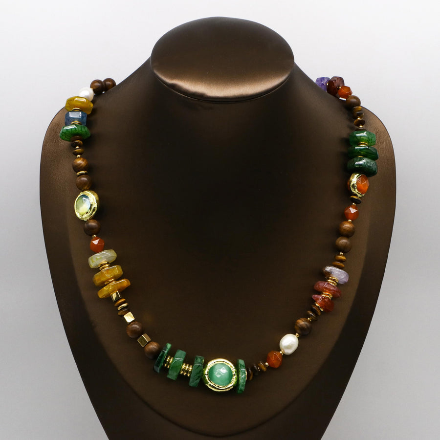 Occidental Style Agate With Pearl Necklace And Bracelet Set
