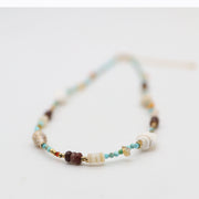 Nice 2mm Faceted Turquoise Beads With Shell Vacation Style Necklace & Bracelet Set