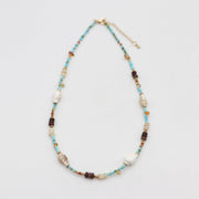 Nice 2mm Faceted Turquoise Beads With Shell Vacation Style Necklace & Bracelet Set