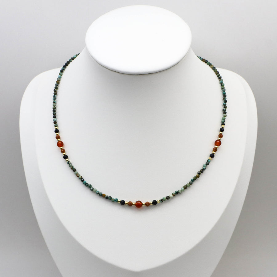 Retro Style 2mm Faceted Turquoise Necklace