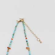 Nice 2mm Faceted Turquoise Beads With Shell Vacation Style Necklace & Bracelet Set