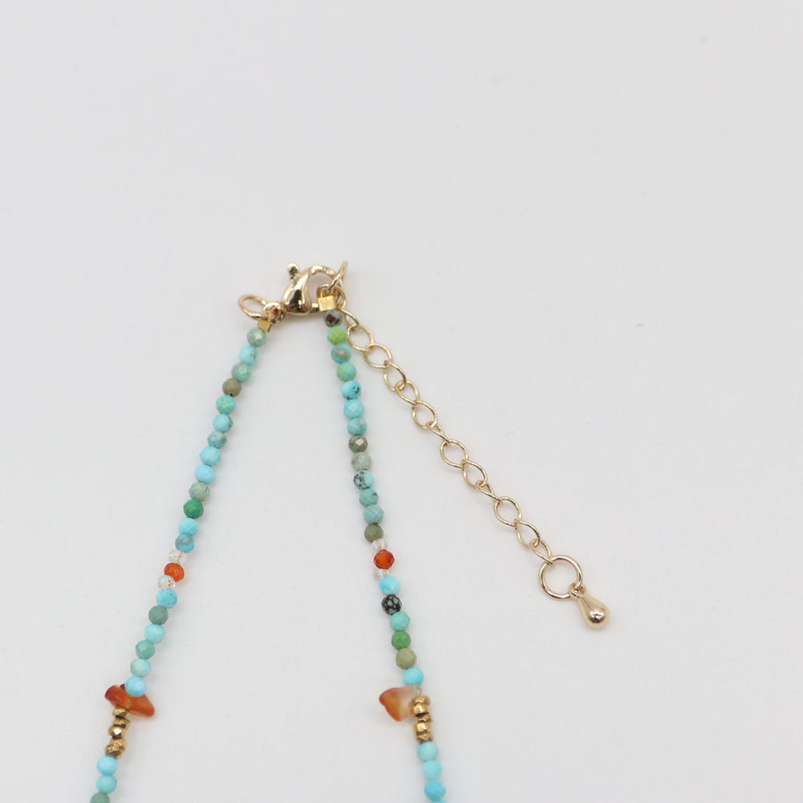 Nice 2mm Faceted Turquoise Beads With Shell Vacation Style Necklace & Bracelet Set