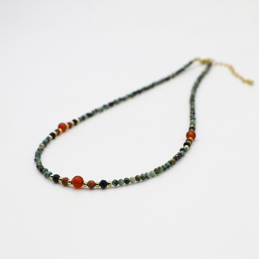 Retro Style 2mm Faceted Turquoise Necklace