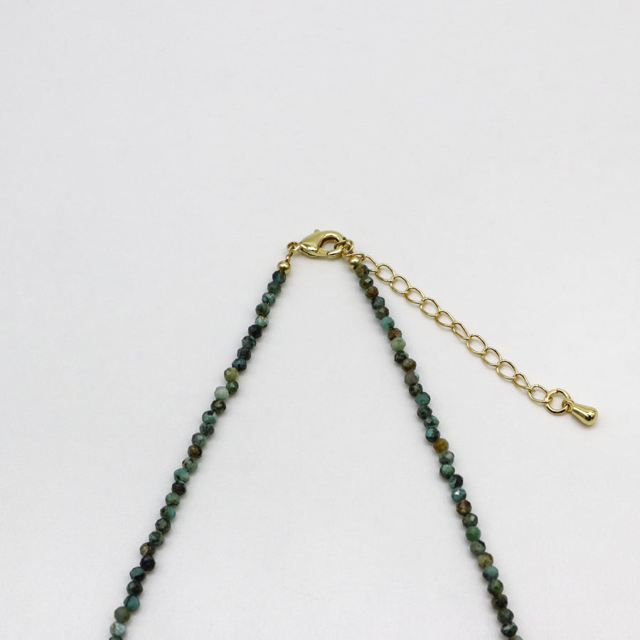 Retro Style 2mm Faceted Turquoise Necklace