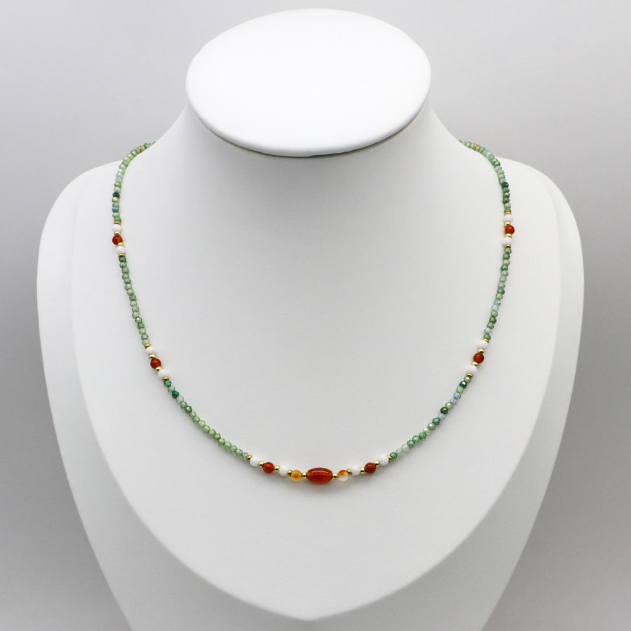 Pastoral Style 2mm Faceted Green Zircon Necklace
