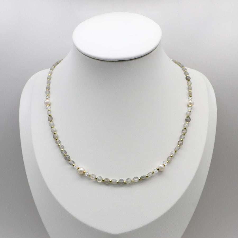 Smiple Style 4mm Double Turtle Face Labradorite Necklace