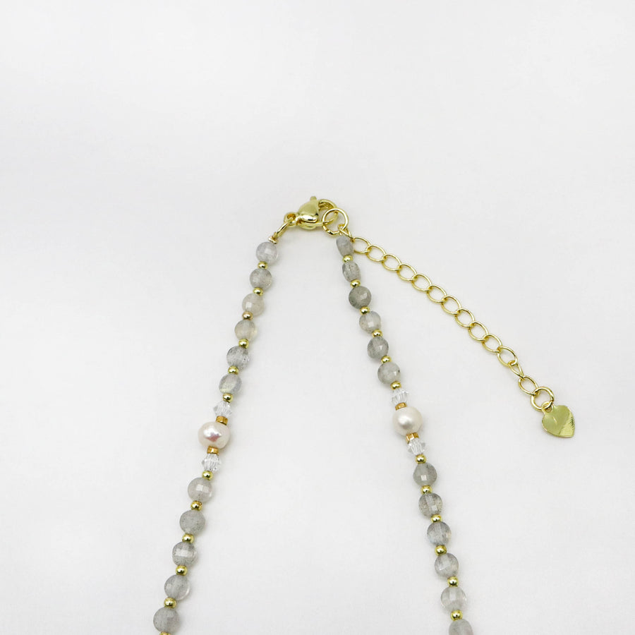 Smiple Style 4mm Double Turtle Face Labradorite Necklace