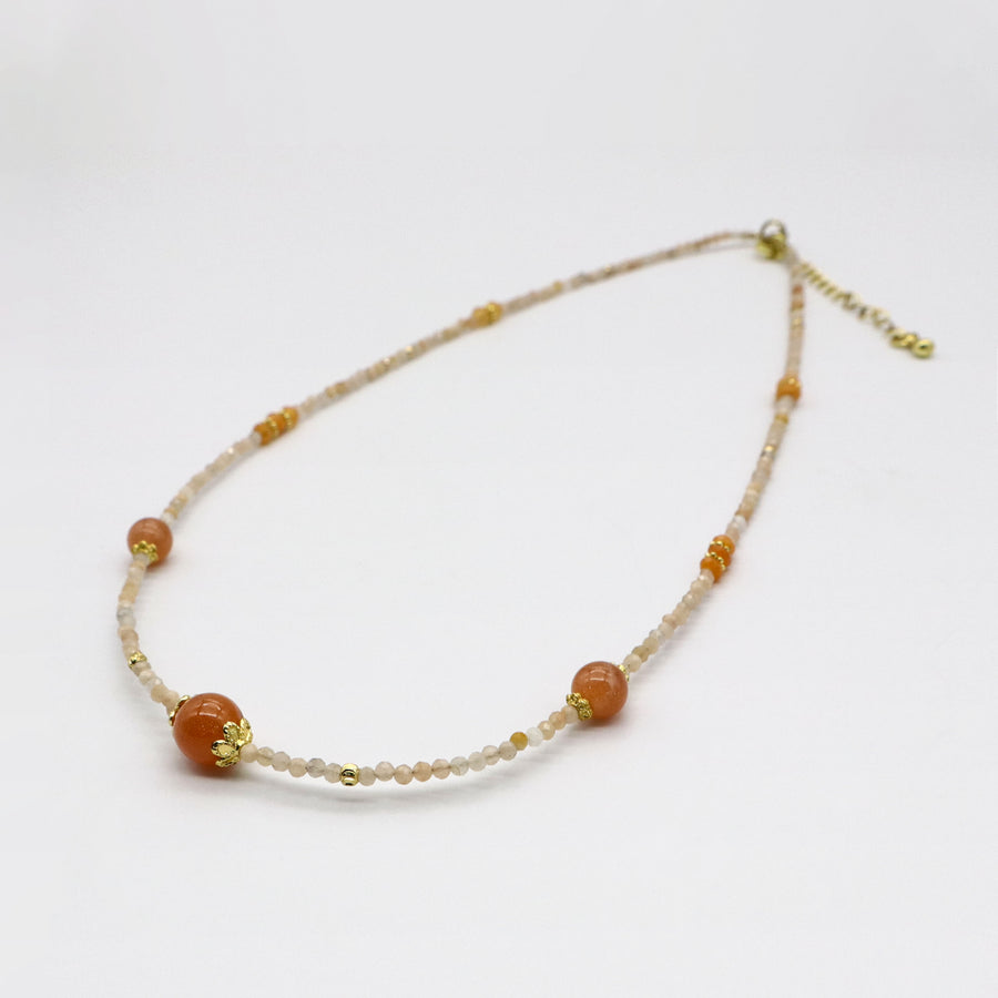 Classic Style 8mm Sun Stone Necklace