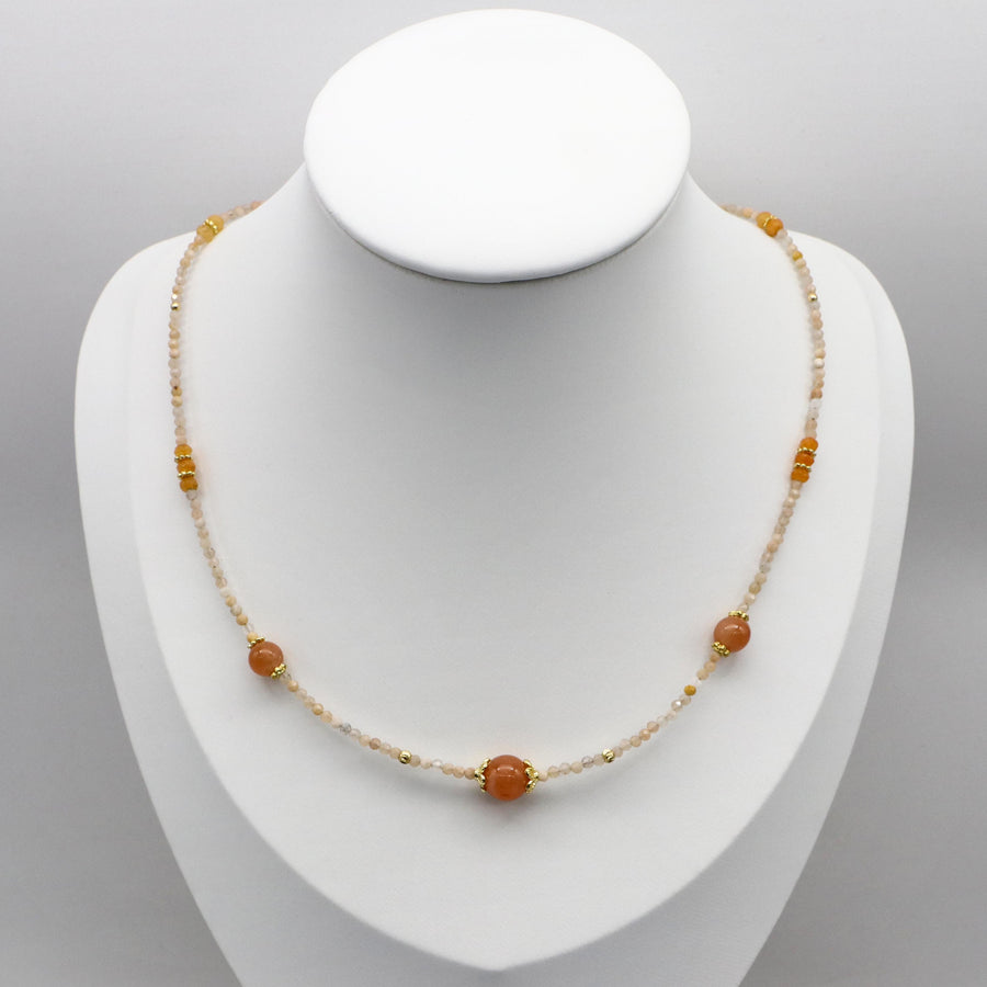 Classic Style 8mm Sun Stone Necklace