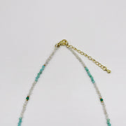 Amazonite With Blue Flower  Necklace