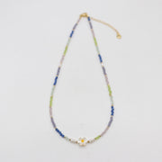 Nice 2mm Faceted Colored Zircon Beads With Fresh Water Pearl Sweet Style Necklace & Bracelet Set