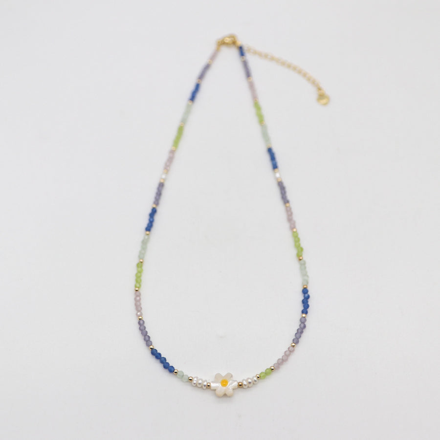 Nice 2mm Faceted Colored Zircon Beads With Fresh Water Pearl Sweet Style Necklace & Bracelet Set