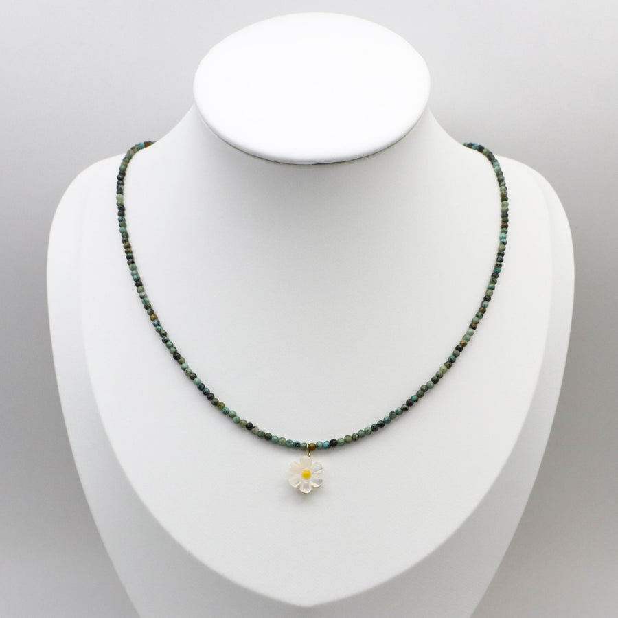 Simple Style 2mm Turquoise Flower Necklace