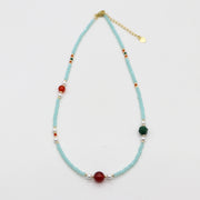 Nice 8mm Red Agate Classic Style Necklace & Bracelet Set