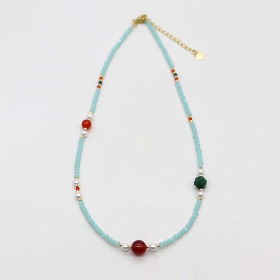 Nice 8mm Red Agate Classic Style Necklace & Bracelet Set