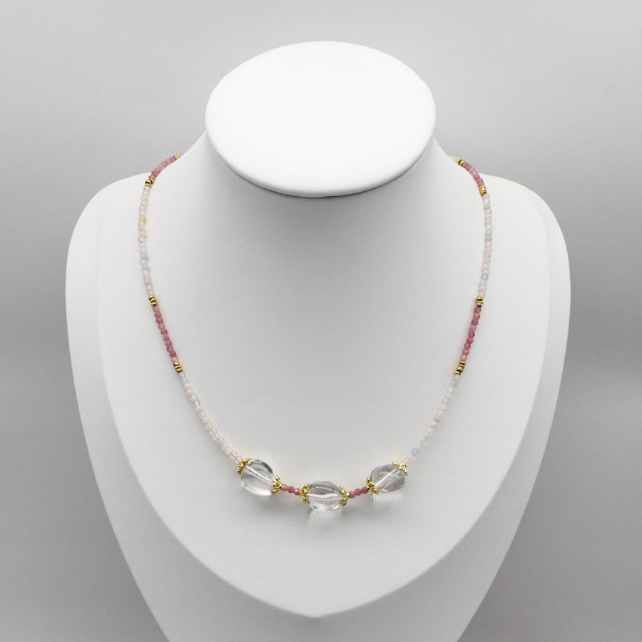 Luxurious Style Crystal With Morganite Necklace