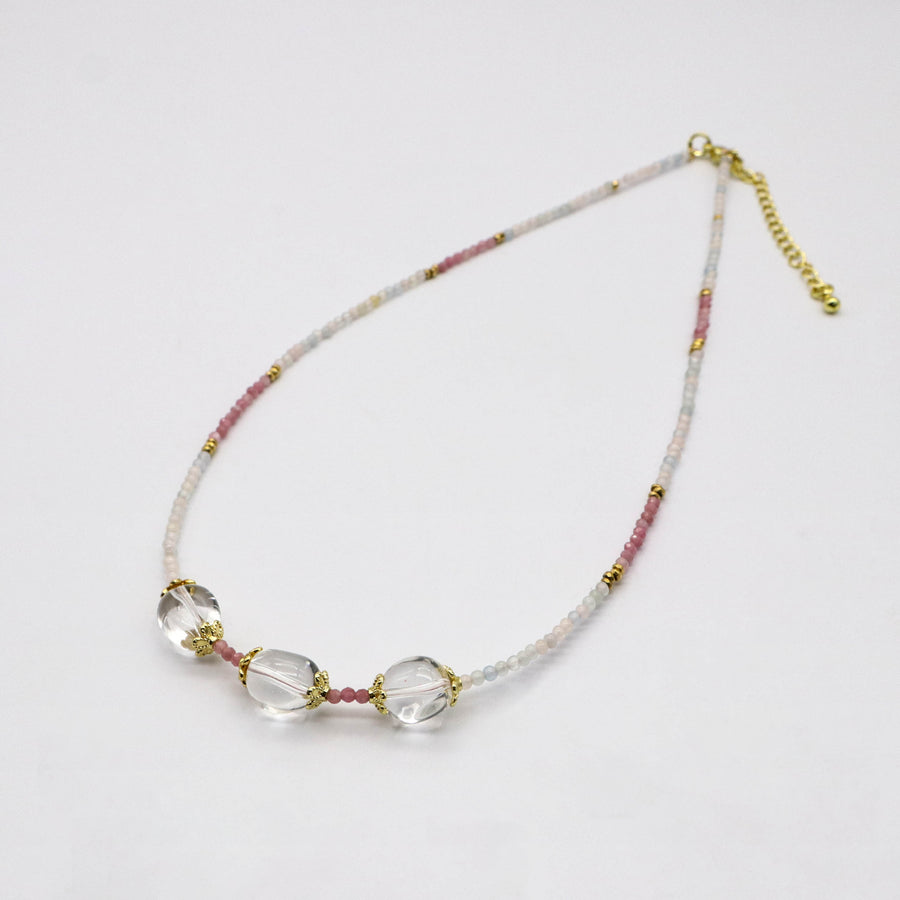 Luxurious Style Crystal With Morganite Necklace