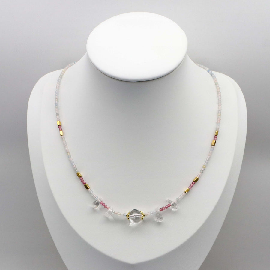 Elegant Style Crystal With Morganite Necklace