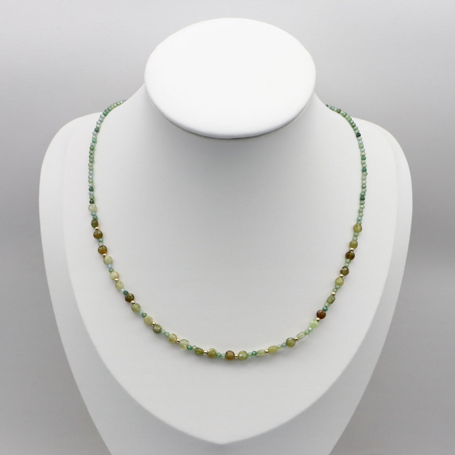 Dainty Style 4mm Green Garnet Necklace