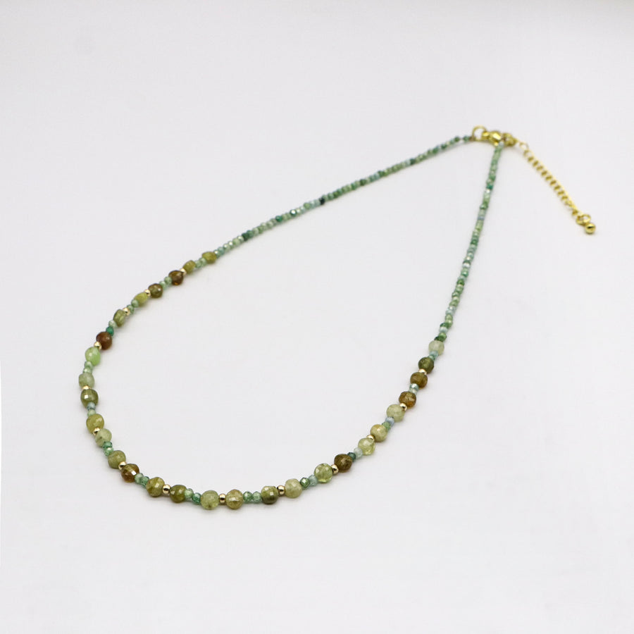 Dainty Style 4mm Green Garnet Necklace