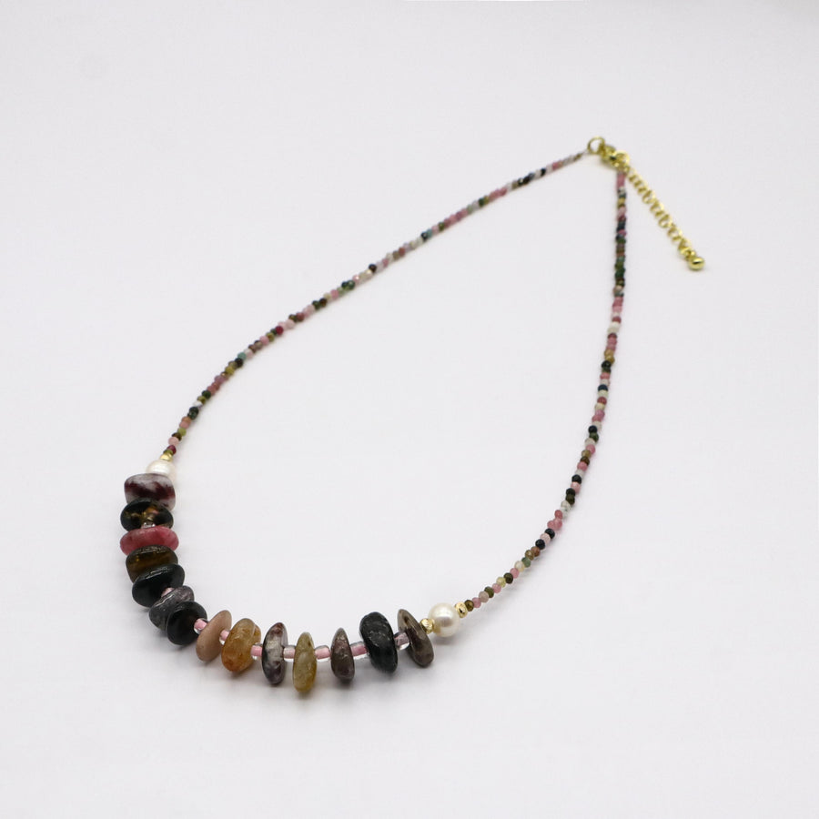 Bohemian Style Tourmaline With Pearl Necklace