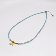 Simple Style Blue Topaz With Irregular Pearl Necklace