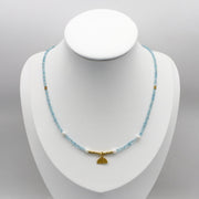 Simple Style Blue Topaz With Irregular Pearl Necklace