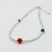 Nice 8mm Red Agate Classic Style Necklace & Bracelet Set
