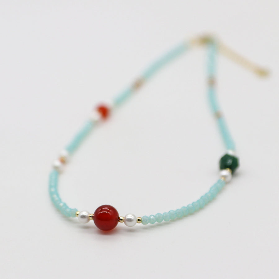 Nice 8mm Red Agate Classic Style Necklace & Bracelet Set