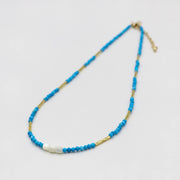 Luxurious Style 2mm Faceted Blue Turquoise Necklace