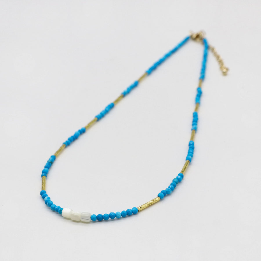 Luxurious Style 2mm Faceted Blue Turquoise Necklace