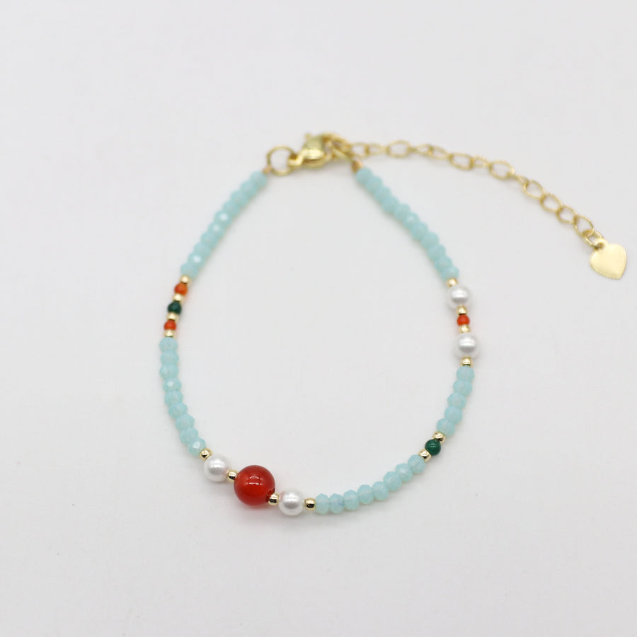 Nice 8mm Red Agate Classic Style Necklace & Bracelet Set