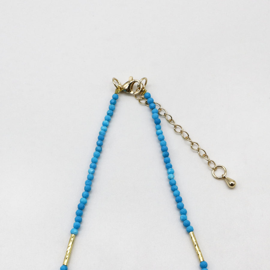 Luxurious Style 2mm Faceted Blue Turquoise Necklace