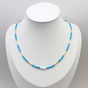 Luxurious Style 2mm Faceted Blue Turquoise Necklace