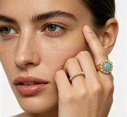 Flor fantasia esmaltada, borboleta, anel de dedo ajustável de tartaruga