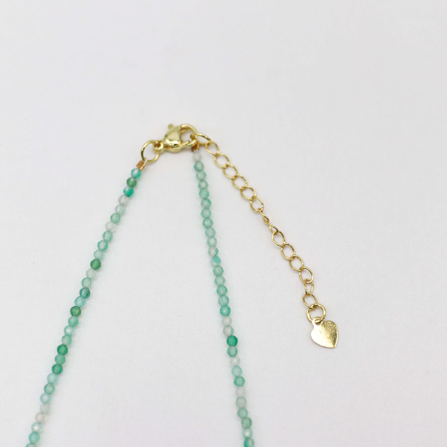 Nice 2mm Faceted Green Agate With 6mm Chrysoprase Necklace & Bracelet Set