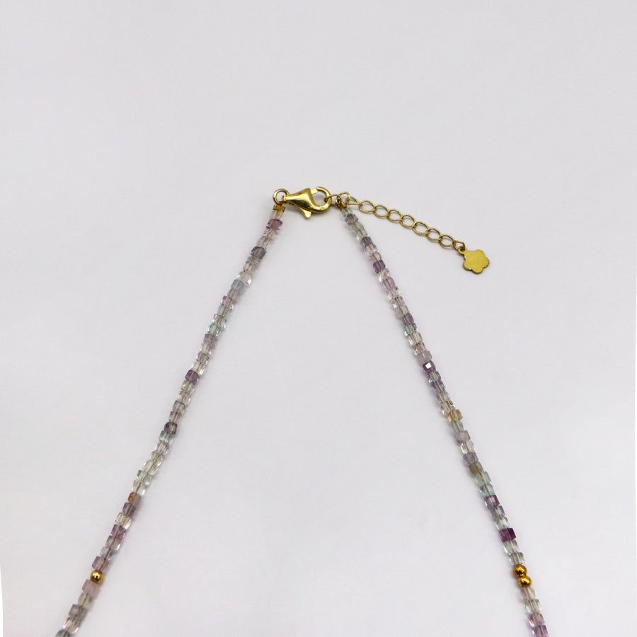 Simple Style Fluorite With Amethyst Necklace