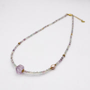 Simple Style Fluorite With Amethyst Necklace