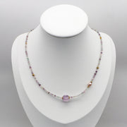 Simple Style Fluorite With Amethyst Necklace